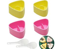 Set van 4 Onigiri Vormen (2 Groot, 2 Klein) met Lepels - Voor Driehoekige Rijstballetjes