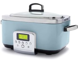 Slowcooker met Timer - Slowcooker Elektrisch - Slowcooker 6 5 Liter - Slowcooker met Timer 4 Personen - Blauwe Nevel