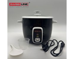 Swiss Line Switzerland - Rijstkoker 1L- 2-3 personen - Warmhoudfunctie + Met lepel en maatbeker ZWART