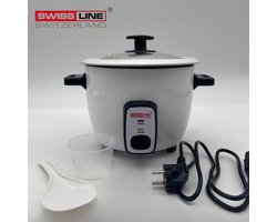 Swiss Line Switzerland - Rijstkoker 2L- 4-6 personen - Warmhoudfunctie + Met lepel en maatbeker WIT