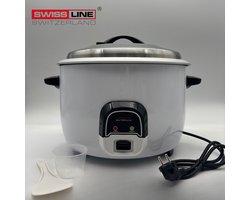 Swiss Line Switzerland - Rijstkoker 4,5L- 18-20 personen - Warmhoudfunctie + Met lepel en maatbeker WIT