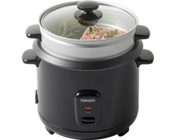 Tomado TRC1501B - Rijstkoker met stoommand - Inhoud 1,5 liter - Warmhoudfunctie - 7 porties - Anti aanbaklaag - PFAS vrij - Rice cooker - Zwart