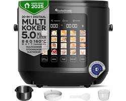 TurboTronic DMC23 Multicooker - Rijstkoker - Stoomkoker- 5 liter - RVS - Zwart