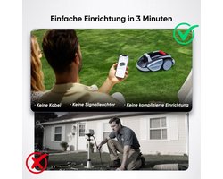 Draadloze Robotmaaier 600 m² – Vision AI Dubbel Oog, App & One-Click Mowing, 42% Hellingsvermogen, Stil & Slim, Maaibreedte 18 cm