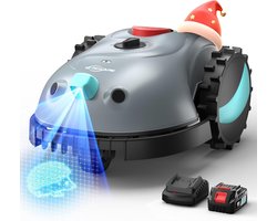 Intelligente Robotmaaier V100 Pro – Automatische Gazonsmaaier tot 150 m² met Camera, AI Obstakeldetectie, Visuele Navigatie, 4 Ah Accu, Verstelbare Maaibreedte 16 cm, Inclusief Reservemessen en Spiraalvormig Maaisysteem
