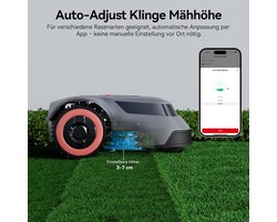 Robotmaaier 800 m² met App Bediening, Intelligente Maaihoogte, 45% Helling, Stil & Automatisch | Draadgebonden Precisie Mapping | 60 × 42 × 25 cm