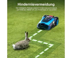 Slimme Robotmaaier 1200 m² – Automatische Grasmaaier met Begrenzingsdraad, Bluetooth & WiFi, Zelfopladend, Veiligheidsstop, Maaihoogte 25–65 mm, 22 cm Maaibreedte, IPX5 Waterdicht