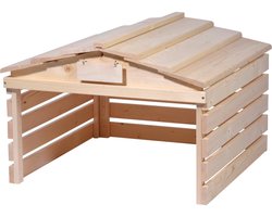 SnelShoppen - Houten Garage voor Robotmaaier met Afneembaar Dak - Schuilplaats voor Robotmaaier - 78,5 x 74 x 52,5 cm - Natuur - Tuinaccessoires - Bes