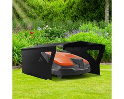 Weerbestendige Zwarte Robotmaaier Garage - Demontabele Carport met Verzinkt Staal voor Alle Seizoenen