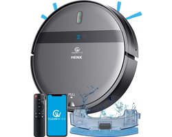 CleanWise Henk – Robotstofzuiger met dweilfunctie en laadstation – 4500 Pa zuigkracht, 5 schoonmaakmodi, app- en spraakbediening, ideaal voor huisdieren, harde vloeren & tapijt