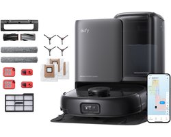 eufy Omni E25 - Robotstofzuiger met Vervangingssets - HydroJet dweilsysteem - 20.000 Pa zuigkracht - DuoSpiral borstels die ontklitten - CornerRover arm voor het schoonmaken van hoeken - alles-in-één station