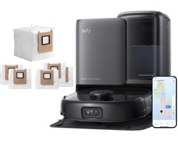 eufy Robotstofzuiger Omni E25 met 6 stofzakken, HydroJet dweilsysteem, 20.000 Pa zuigkracht, DuoSpiral borstels die ontklitten, CornerRover arm voor het schoonmaken van hoeken, alles-in-één station