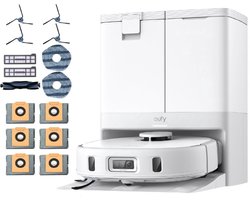 eufy X10 Pro Omni - Complete Robotstofzuiger wit - Met dweil en Vervangingssets - Robot Vacuum 8000 Pa zuigkracht - Tapijt detectie - AI-obstakel vermijding- Wast en droogt de dweil- Automatisch legen en vullen