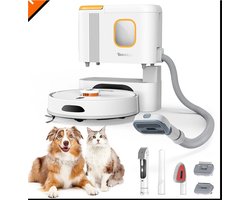 Flolife - Robotstofzuiger voor Huisdieren – 2-in-1 met Verzorgingstool, 6000 Pa Zuigkracht, 70 Dagen Handsfree - LiDAR Navigatie