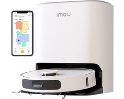 Imou RV3 - Robotstofzuiger met grondinge dweilborstels - Razendsnelle inkaartbrenging door LIDAR sensor - Opslag Plattegrond 3 Verdiepingen - Automatische lediging - AI Aangedreven door Imou Sense - 8500 Pa - 180 minuten aaneengesloten reinigen
