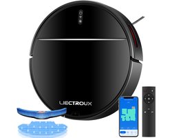 LIECTROUX M7S PRO – 2-in-1 Robotstofzuiger en Dweil – 4000Pa Sterke Zuigkracht – Slimme Gyroscopische Navigatie – Automatisch Hervatten – Geschikt voor Huisdieren & Tapijt – App & Alexa/Google - zwart