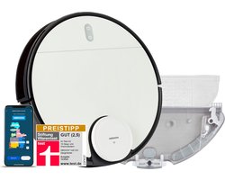 MEDION Laser Robotstofzuiger met dweilfunctie X40 SW (8000Pa, 240 Min, Alexa 2in1 Robotstofzuiger, intelligente kaartconfiguratie, tapijtdetectie, dierenhaar geoptimaliseerd, regelbaar watervolume)