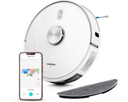 MEDION robotstofzuiger met lasernavigatie en wisfunctie X41 SW (krachtige 8000Pa zuigkracht, 2in1 robotstofzuiger, nauwkeurig in kaart brengen, Go & No Go zones, meerdere vloeren)