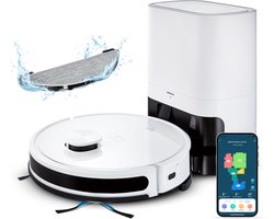 MEDION robotstofzuiger met zuigstation en dweilfunctie X20 SW+ (lasernavigatie, krachtige 3000Pa zuigkracht, 2in1 robotstofzuiger, nauwkeurig in kaart brengen, Go & No Go zones, meerdere vloeren)