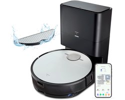 MEDION Robotstofzuiger met zuigstation en veegfunctie X50 SW (lasernavigatie, krachtige 8000Pa zuigkracht, Alexa 2in1 robotstofzuiger, nauwkeurig in kaart brengen, Go & No Go gebieden, meerdere vloere