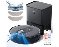 Proscenic Q8 Max plus - Robotstofzuiger met Dweilfunctie - 8,000 Pa 200㎡ - Zuigkracht -met Reinigingsstation 3 L