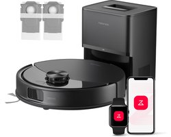Roborock Q10 S5+ Set Robotstofzuiger en Dweil met Zelflediging– Zuigkracht van 10000 Pa–Vibrerende dweilpads– Handsfree Reinigen tot 7 Weken– Dubbel Anti-klitontwerp– Automatisch dweilen– Obstakelvermijding–Zwart–S8 Plus Upgrade–2 stofzakken