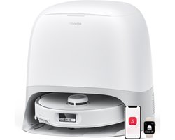 Roborock Qrevo Curv – Robotstofzuiger met dweilfunctie – 18500 Pa zuigkracht – Zelfreinigend dock & AI-navigatie – Dual Anti-Tangle-systeem – AdaptiLift-chassis – 75 ℃ warmwater mopwas – Intelligente vuildetectie & spraakassistent – Wit