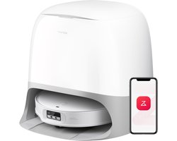 Roborock Qrevo CurvX Robotstofzuiger en Dweilrobot– 22000 Pa zuigkracht– 7,98 cm ultradun– Dubbel anti-klitsysteem– reactieve AI-obstakelherkenning– Automatisch wassen en drogen met warm water– Curv Upgrade