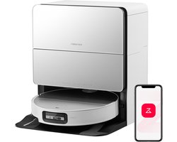 Roborock Saros 10 Robotstofzuiger met Dweil–22000Pa– 7,98 cm Ultradun– Auto Afneembare Mop– AI 3.0 Obstacle Vermijding– Auto Wasmiddeldosering– 80℃Heet water dweilwassing & Dock Zelfreiniging– Wit– S8 MaxV Ultra Upgrade-versie