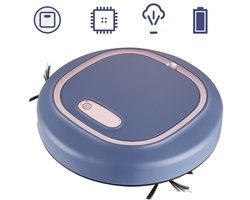 Robotstofzuiger - 3-in-1 - 1200 mAh - Slimme Robot - Stofzuiger - Vloerrobot op Accu - Huisdierhaar - Blauw