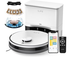 Robotstofzuiger en Dweil Ilife A30 Pro - 5000Pa Zuigkracht met Zelflegfunctie - 60 Dagen Stofreservoir Capaciteit - App & Afstandsbediening - 180 Minuten Werkduur
