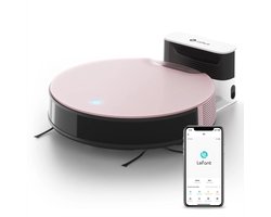 Robotstofzuiger met 4500 Pa Zuigkracht – 165 Min Gebruiksduur – Stil & Compact – WiFi/App/Alexa/Google – Automatisch Opladen – HEPA Filter – Roze – Ideaal voor Huisdieren, Tapijt & Harde Vloeren – 560ml Stofreservoir - TELEO