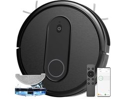 Robotstofzuiger Met Laadstation - Robotstofzuiger Met Dweilfunctie - Robot Stofzuiger - Dweilrobot Robotstofzuiger - Dweilmachine - Dweilsysteem Elektrisch - 120 Minuten Looptijd - Ultraplat En Stil Ontwerp - Met WiFi-App En Spraakbediening