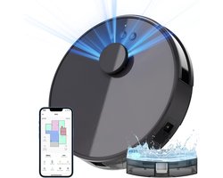 SCH® Robotstofzuiger met app - Robotstofzuiger - Robotstofzuiger huisdieren - Zwart - ‎44cm x 38cm x 14cm