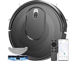 SCH® Robotstofzuiger met laadstation - Robotstofzuiger - Robotstofzuiger huisdieren - Zwart - ‎31cm x 31 cmx 8cm