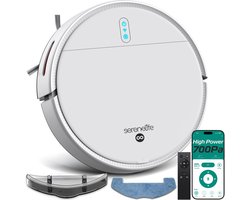 SereneLife Slimme Robotstofzuiger en Mop Combo, App-besturing, 3 Schoonmaakmodi, Anti-Val Sensoren, Zelf-oplaadfunctie, 700Pa Zuigkracht Ideaal voor Dierenharen, Tapijt en Harde Vloeren, Wit