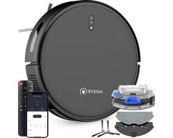 STEGA® RC1400 Robotstofzuiger Met Laadstation - Met Dweilfunctie - Huisdieren - Met App - 180 minuten