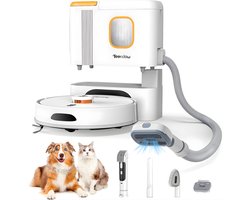 Teendow D20S Max+ Robotstofzuiger & Vachtverzorging Huisdieren – Complete Groomingkit - 3L Zelfledigend Dock, 6000Pa, Dweilfunctie, PreciSense LiDAR, App & Spraakbediening