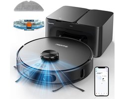 Teendow D65S MAX 3-in-1 Robotstofzuiger en -mop met LiDAR-navigatie, slimme kaartvorming en maximale sterke 6000Pa zuigkracht, zelfledigende bases voor 70 dagen, WiFi/App/Alexa spraakbediening, obstakelvermijding - EU-stekker