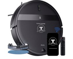 TONIHOMI® G20 pro - Robotstofzuiger met dweilfunctie - Automatisch opladen - Robotstofzuiger met app - Robotstofzuiger huisdieren - Dweilrobot - Zwart
