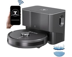 TONIHOMI® Q8 - Robotstofzuiger met dweilfunctie - Automatisch legen - Robotstofzuiger met laadstation - LDS Laser navigatie - Met app - Zwart