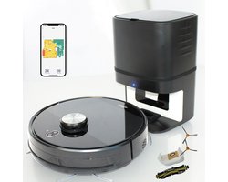 Zoef Robot robotstofzuiger Willem met accessoires set - met leegstation - met laadstation - 6000 Pa - robotstofzuiger met dweilfunctie - uitgebreide mapping - met automatische afzuigunit