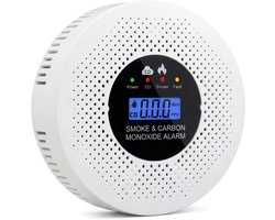 1stuks rookmelder - koolmonoxidemelder - 2-in-1 brandrookmelder - werkt op batterijen - draagbaar met sensor - met waarschuwingslicht - met digitaal display - geschikt voor auto's, keukens, huizen en garages - (zonder batterijen)