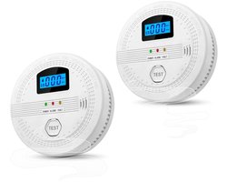 2 in 1Koolmonoxidemelders - Koolmonoxidemelder Met Display - Rookmelder - Werkt Op Batterijen - Co-Melder - Met Digitaal Led-Display - Met Kunstmatig Alarmgeluid En Testknop - Brandmelders - Rook/koolmonoxidemelders - inclusief montageschroeven