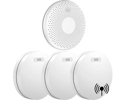 Aroha Link brandpreventieset - 3 Rookmelders & 1 Combimelder - 10 jaar batterij & sensor - Draadloos onderling koppelbare brandmelder & koolmonoxidemelder - CO meter - Multipack 4 set