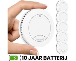 Aroha Safety Pro Mini Rookmelder - 10 jaar batterij & sensor - Aroha Sleep Line - Geen standby LED-licht - Extra dun design rookmelder - Slaapkamer vriendelijke brandmelder - 5 stuks