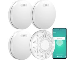 Aroha Smart Connect brandpreventieset - 3 Rookmelders & 1 Combimelder - 10 jaar batterij - Slimme brandmelder & koolmonoxidemelder met app Tuya & SmartLife - Multipack 4 set