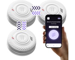 BULP Slimme Rookmelder - 3 Stuks - Koppelbaar - 10 Jaar Batterij – Ontvang meldingen - WiFi (2.4GHz) – Brandmelder – Draadloos Brandalarm - Inclusief Zelfklevende Montagekit – Zonder Abonnement of Hub - Voldoet aan EU-regelgeving
