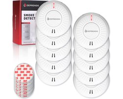 Deprendo 10x Rookmelder met 10 Jaar Batterij - Zonder Boren - Incl. 3M Magneet Montage - Magneetbevestiging - Rookmelders - Voldoet aan Europese Norm EN14604