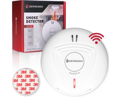 Deprendo 1x Rookmelder met 10 Jaar Batterij - Koppelbaar Brandalarm - Zonder Boren - Incl. 3M Magneet Montage - Magneetbevestiging - Voldoet aan Europese Norm EN14604